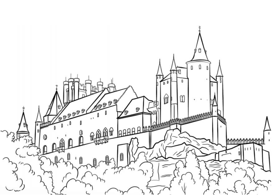 Dibujo de Castillo de Segovia para Colorear y Imprimir