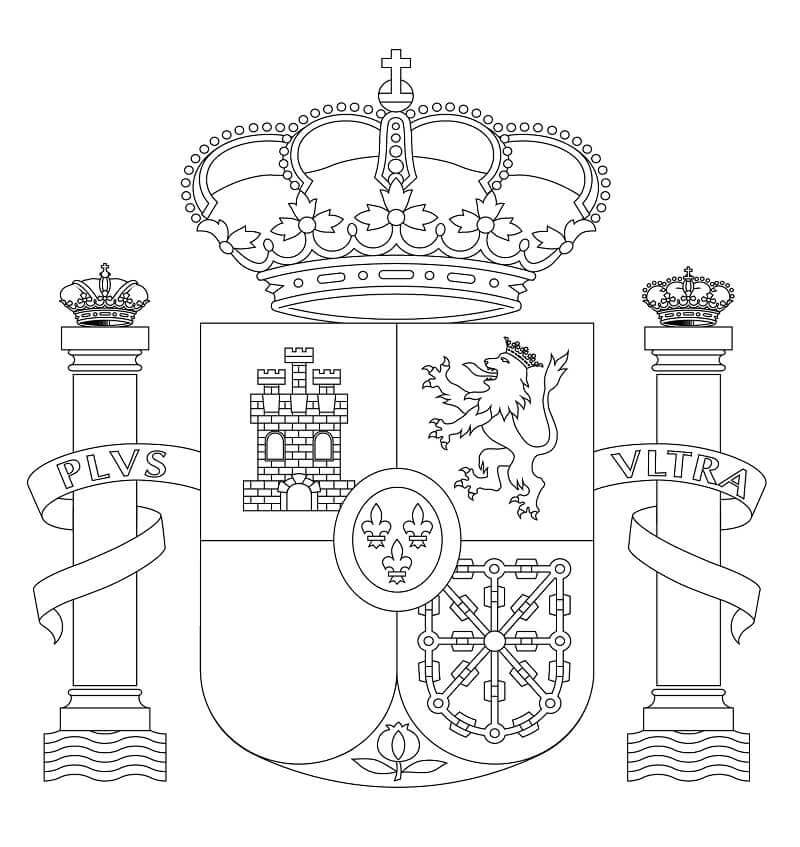 Dibujo de Escudo de Armas de España para Colorear y Imprimir