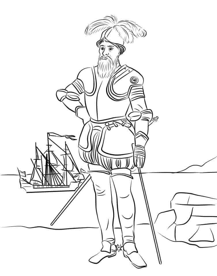 Dibujo de Francisco Pizarro para Colorear y Imprimir