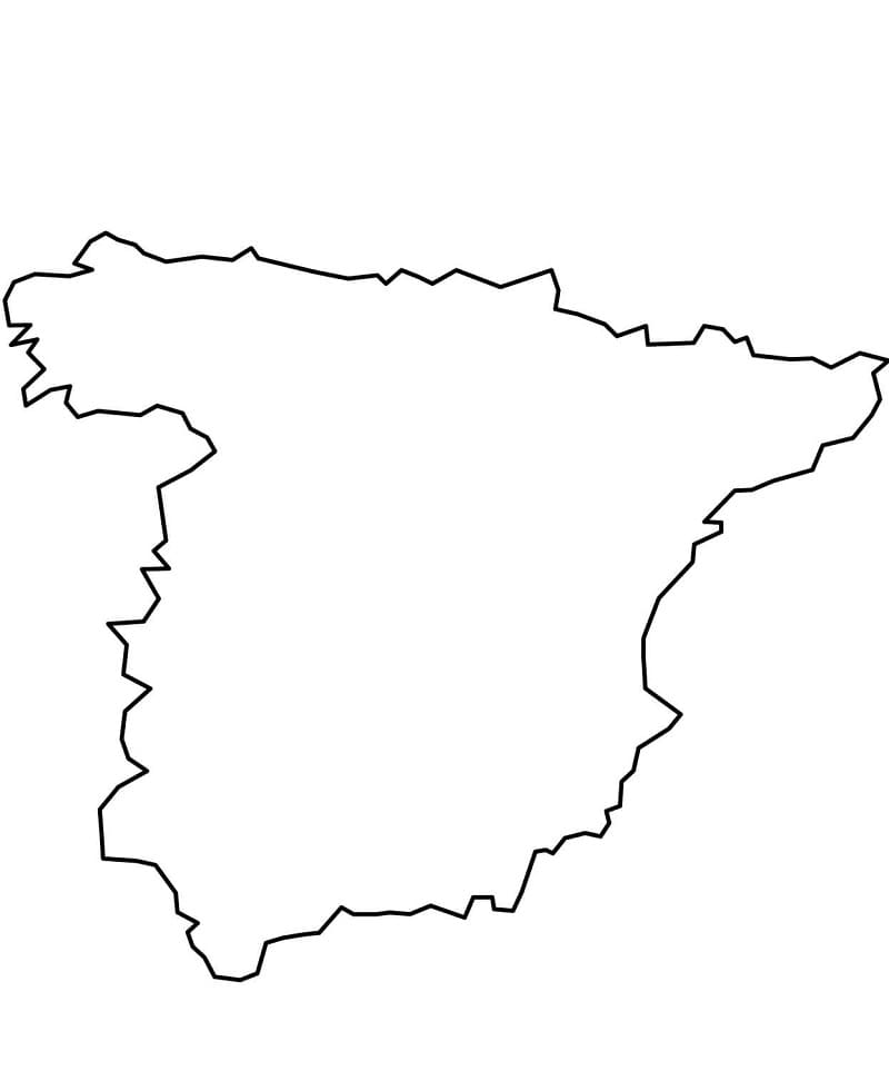 Dibujo de Mapa de Contorno de España para Colorear y Imprimir