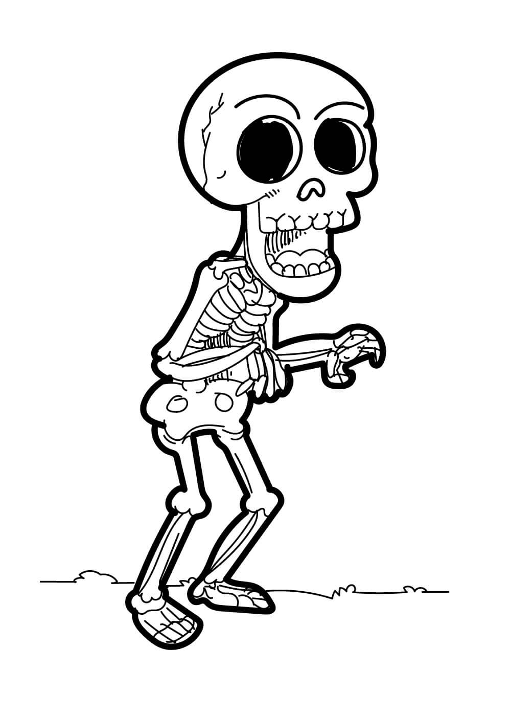 Dibujo de Adorable Esqueleto para Colorear y Imprimir