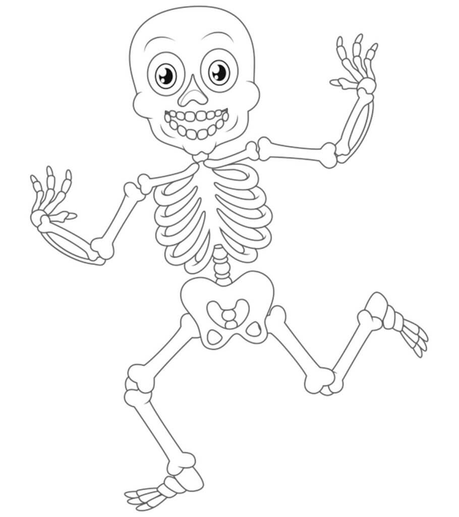 Dibujo de Divertido Esqueleto para Colorear y Imprimir