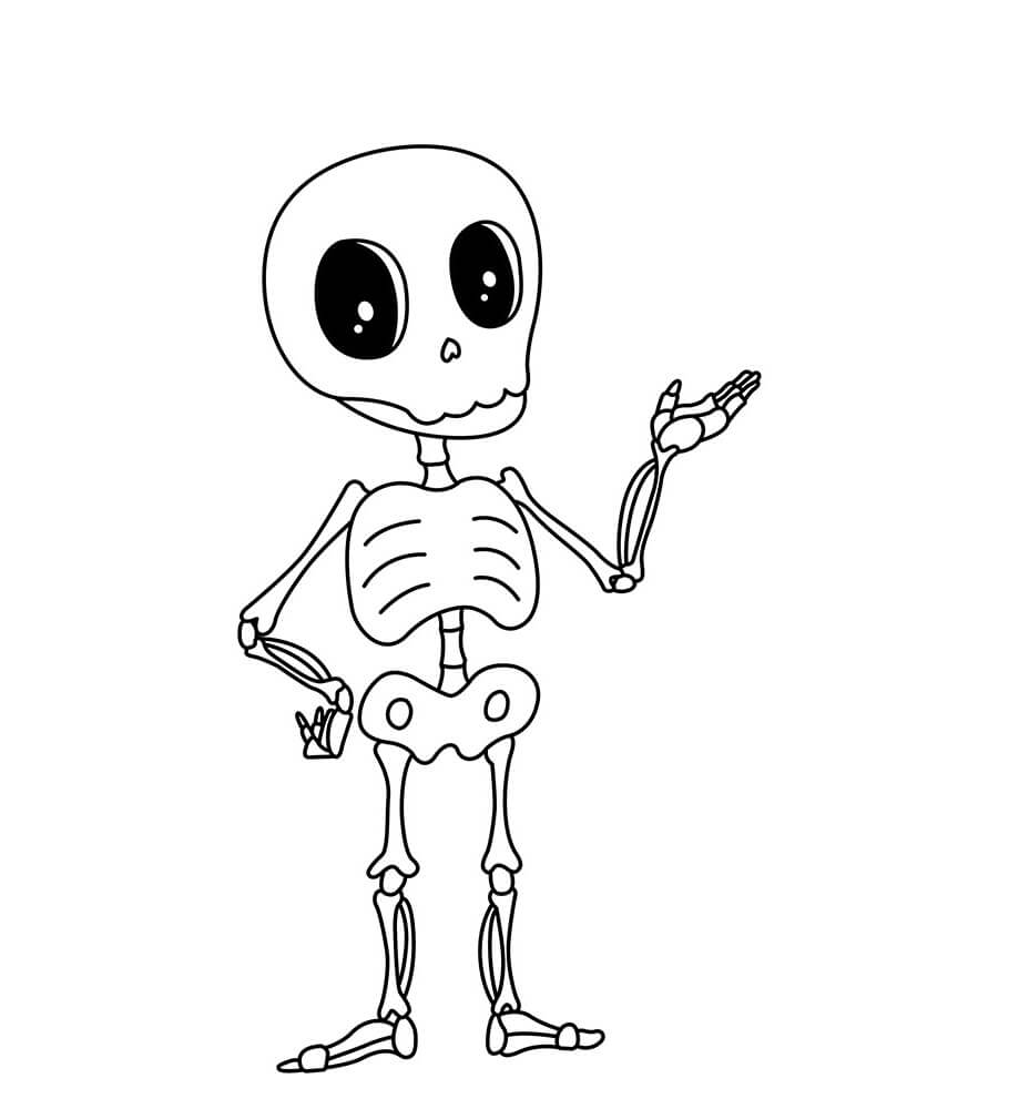 Dibujo de Esqueleto Chibi Lindo para Colorear y Imprimir