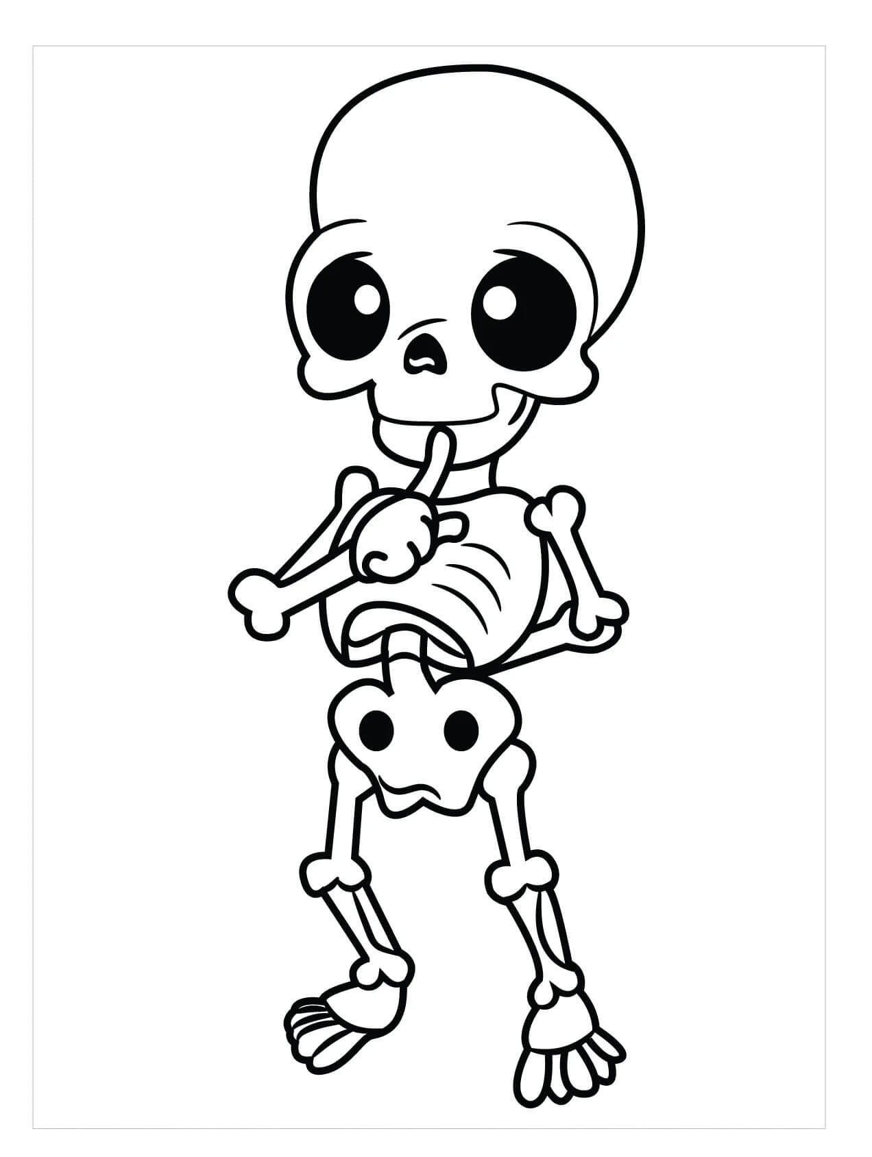 Dibujo de Esqueleto Chibi para Colorear y Imprimir