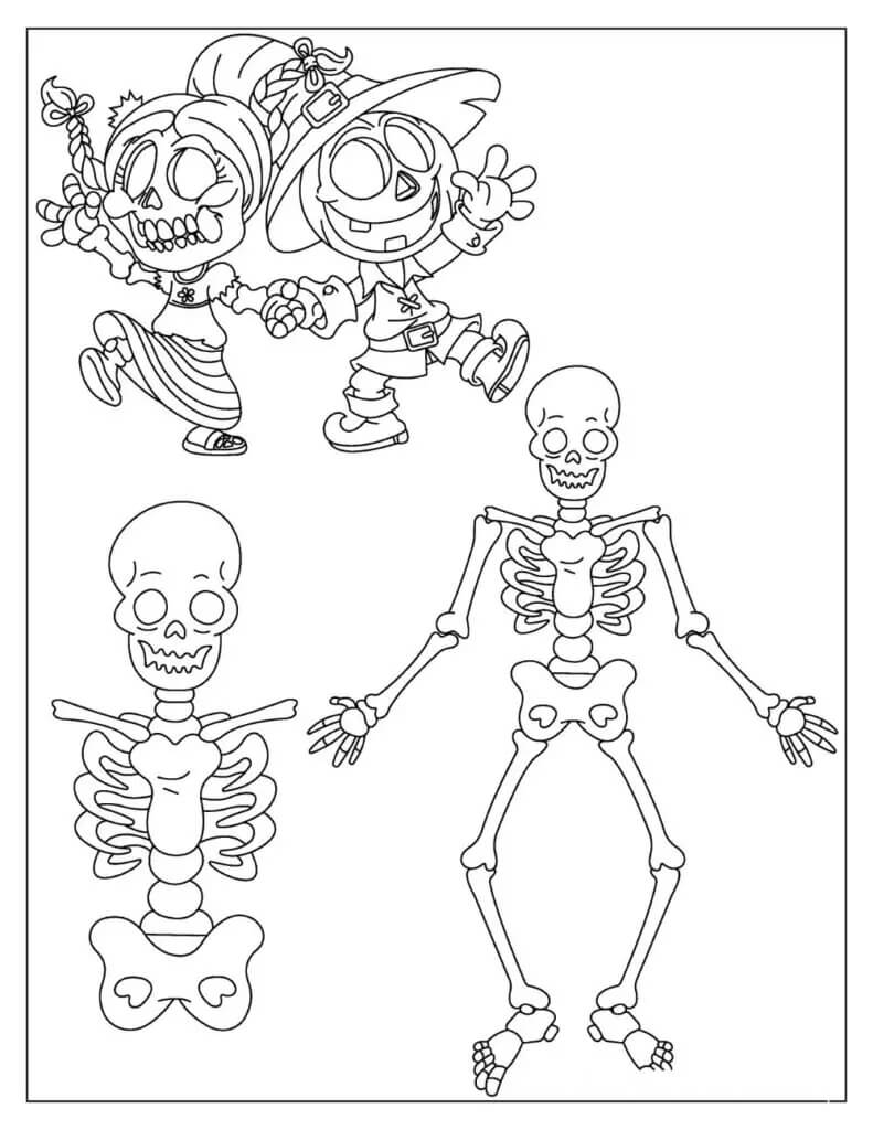 Dibujo de Esqueleto Familiar para Colorear y Imprimir