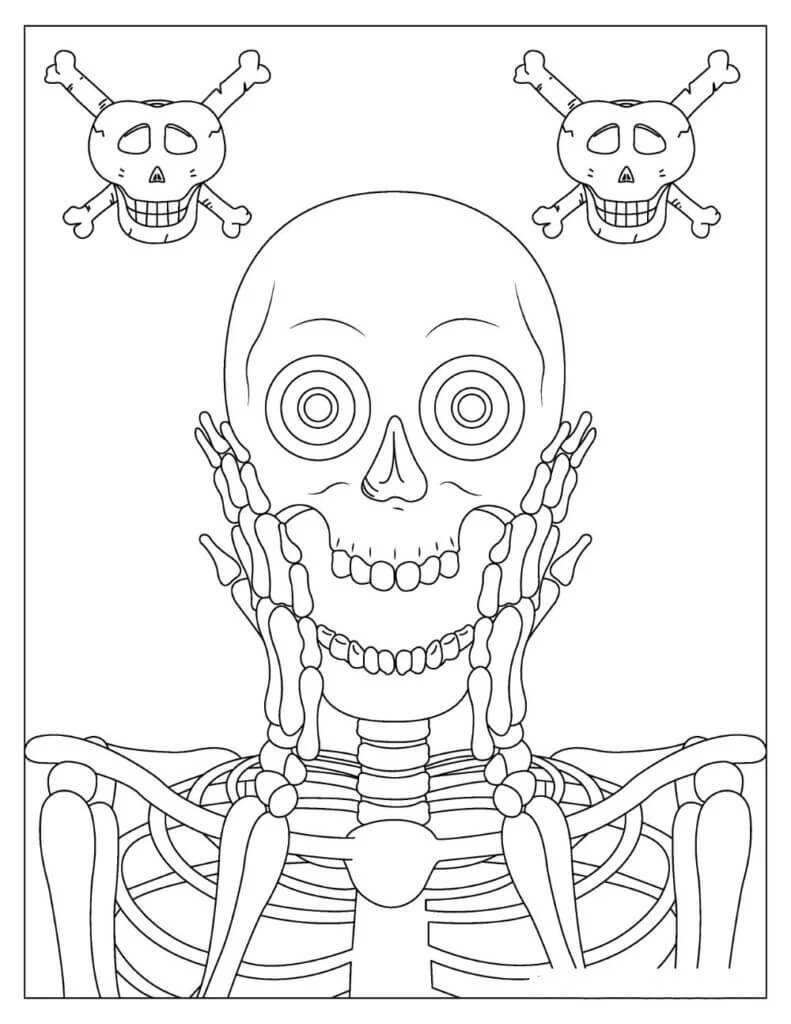 Dibujo de Linda Cara de Esqueleto para Colorear y Imprimir