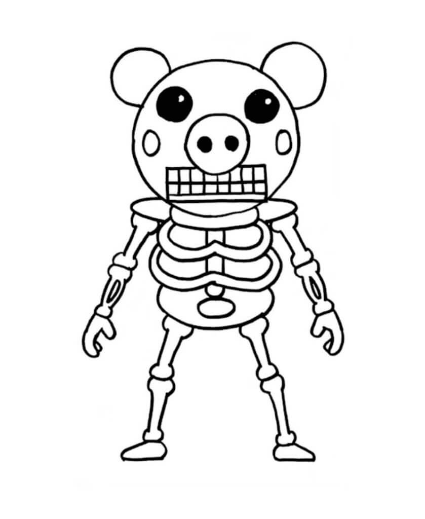 Dibujo de Piggy Esqueleto para Colorear y Imprimir