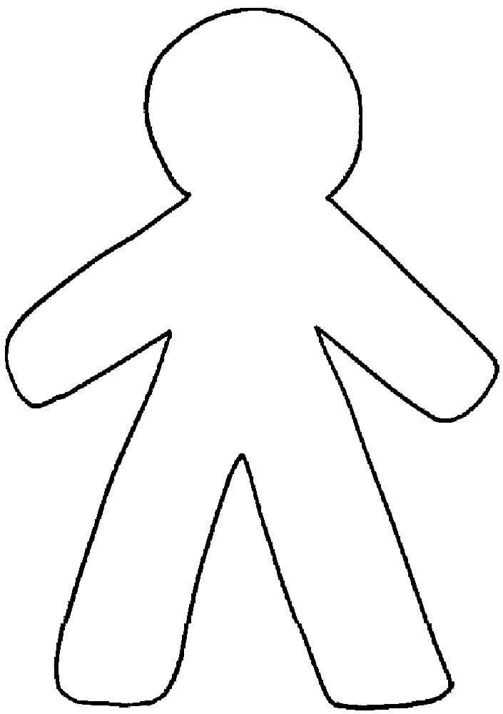 Dibujo de Contorno de Persona de Hombre de Pan de Jengibre para Colorear y Imprimir