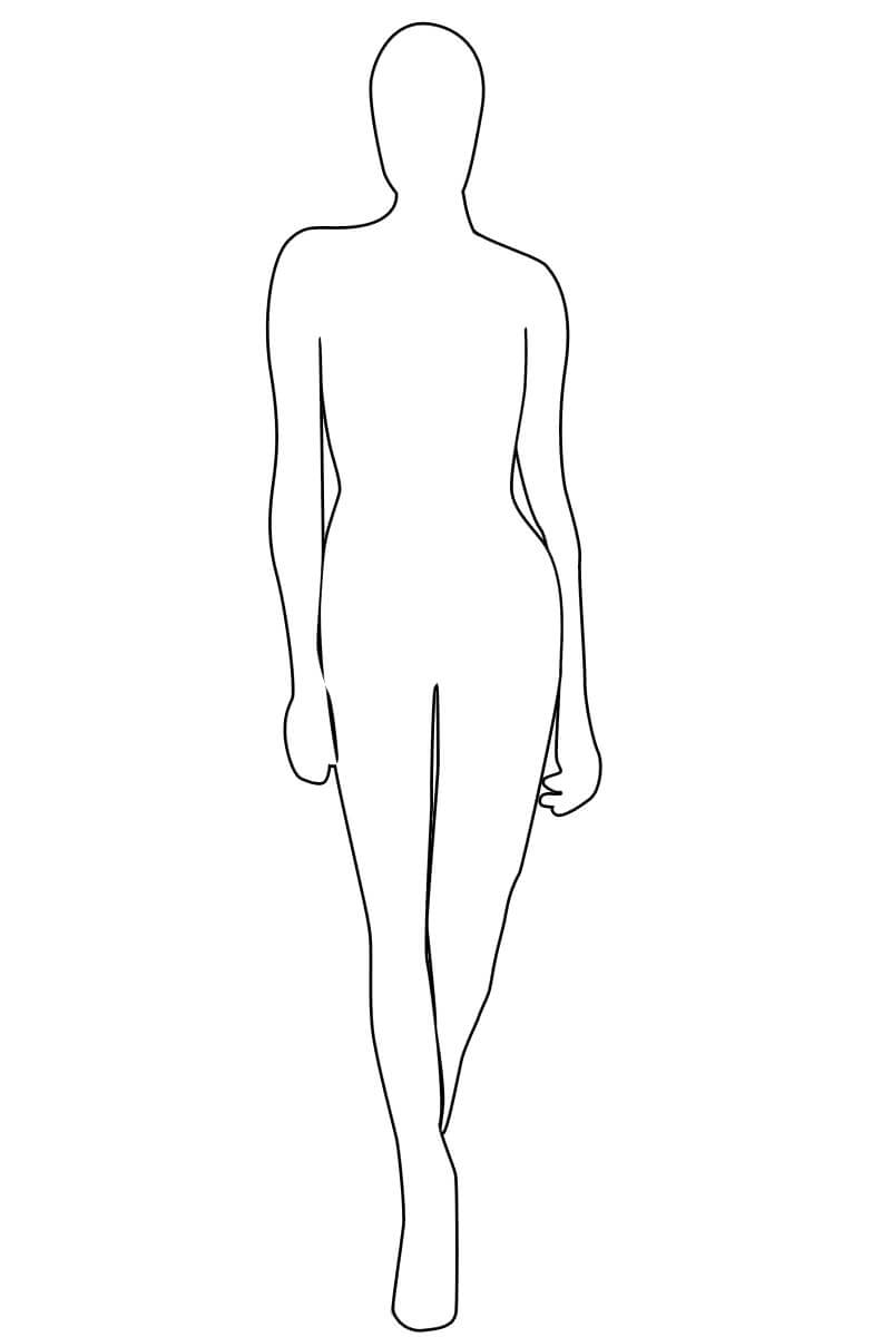 Dibujo de Contorno de Persona Mujer para Colorear y Imprimir