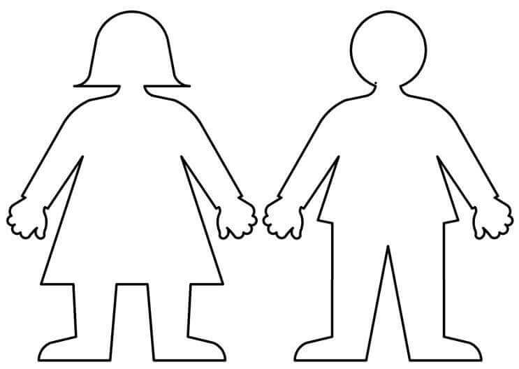 Dibujo de Esquema de dos Personas para Colorear y Imprimir