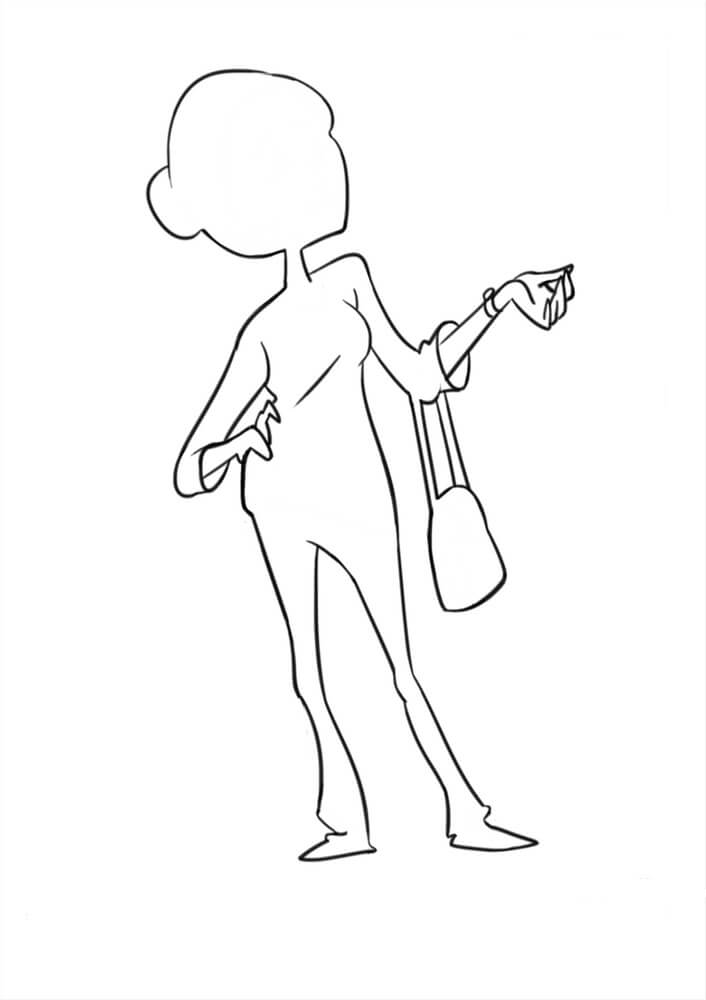 Dibujo de Esquema de Persona Dama para Colorear y Imprimir