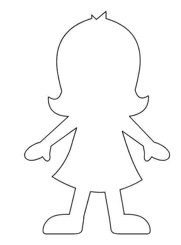Dibujo de Esquema de Persona de Niña Pequeña para Colorear y Imprimir