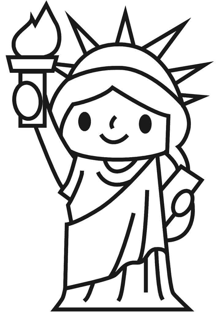 Dibujo de Dibujo de La Pequeña Estatua de La Libertad para Colorear y Imprimir