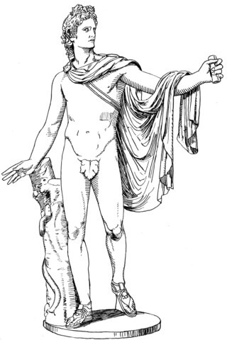 Dibujo de Estatua de Apolo para Colorear y Imprimir