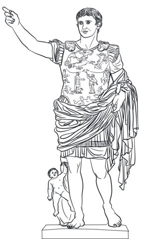 Dibujo de Estatua de Augusto Cesar para Colorear y Imprimir