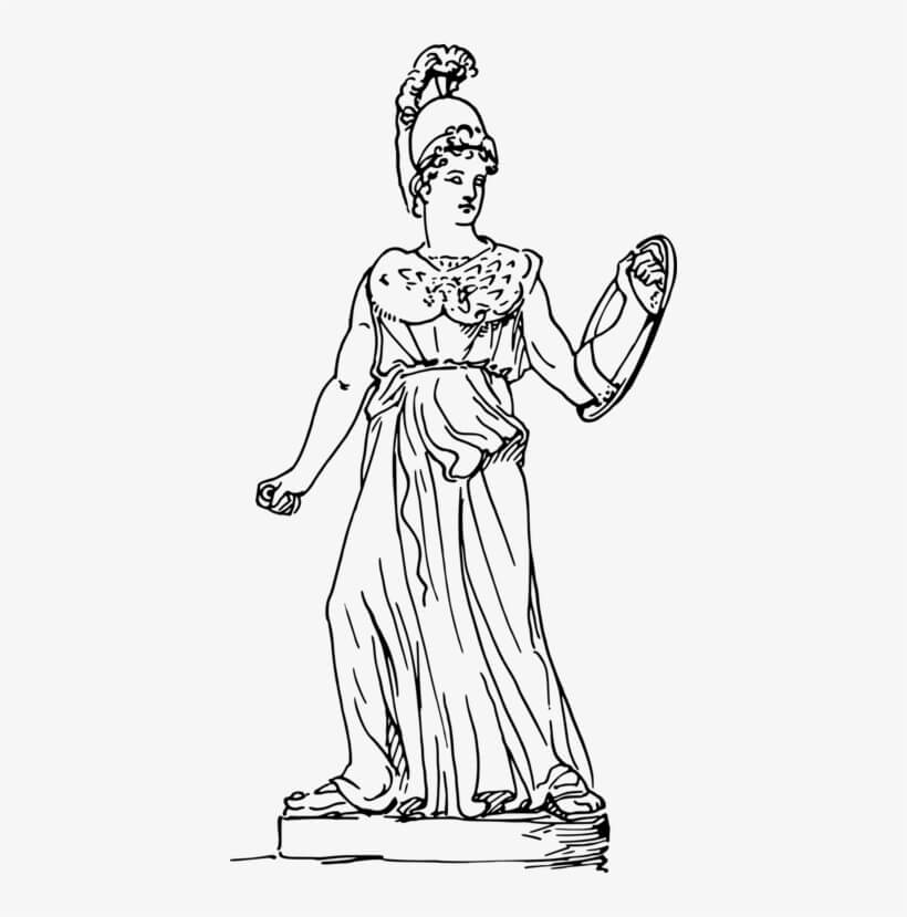 Dibujo de Estatua de La Diosa Atenea Partenos para Colorear y Imprimir