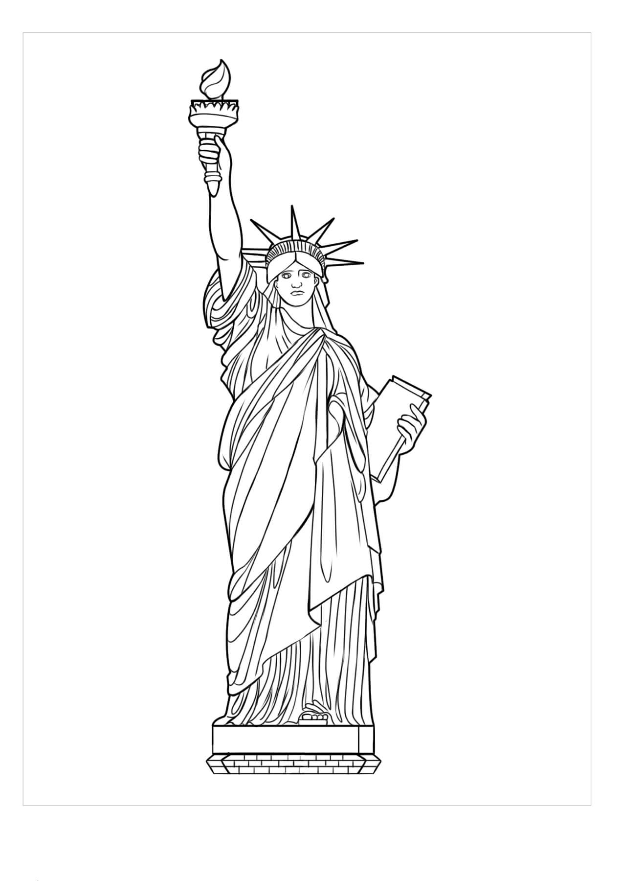 Dibujo de Estatua de La Libertad de Simples para Colorear y Imprimir