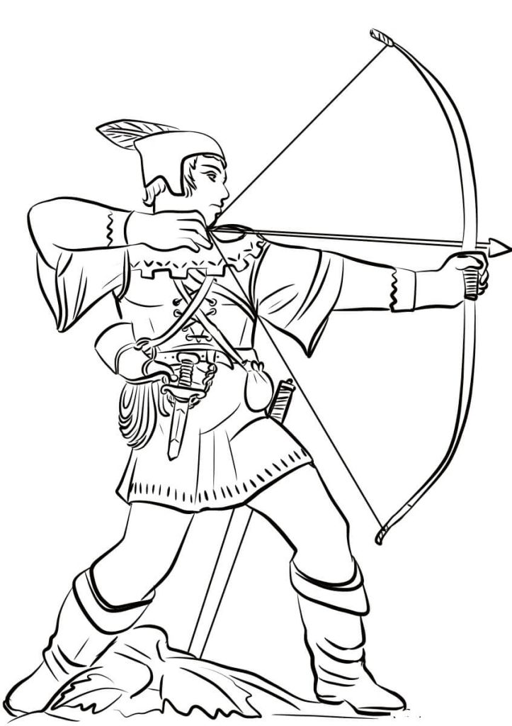 Dibujo de Estatua de Robin Hood para Colorear y Imprimir