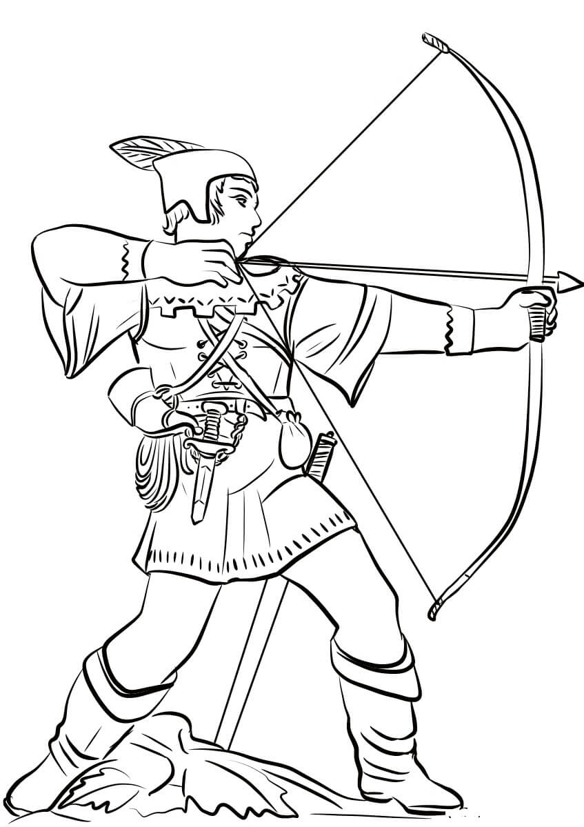 Dibujo de Estatua de Robin Hood para Colorear y Imprimir