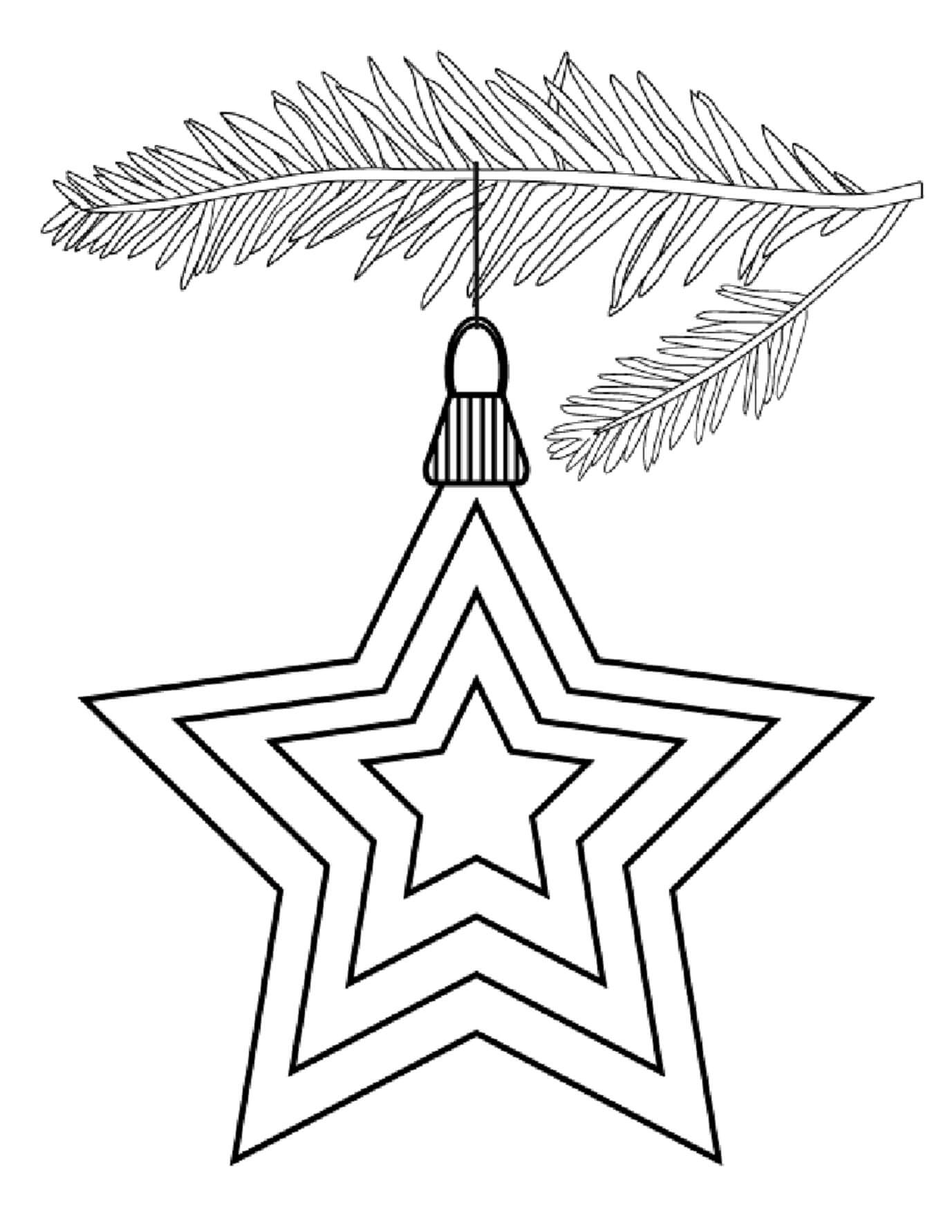 Dibujo de Estrella de Navidad para Colorear y Imprimir