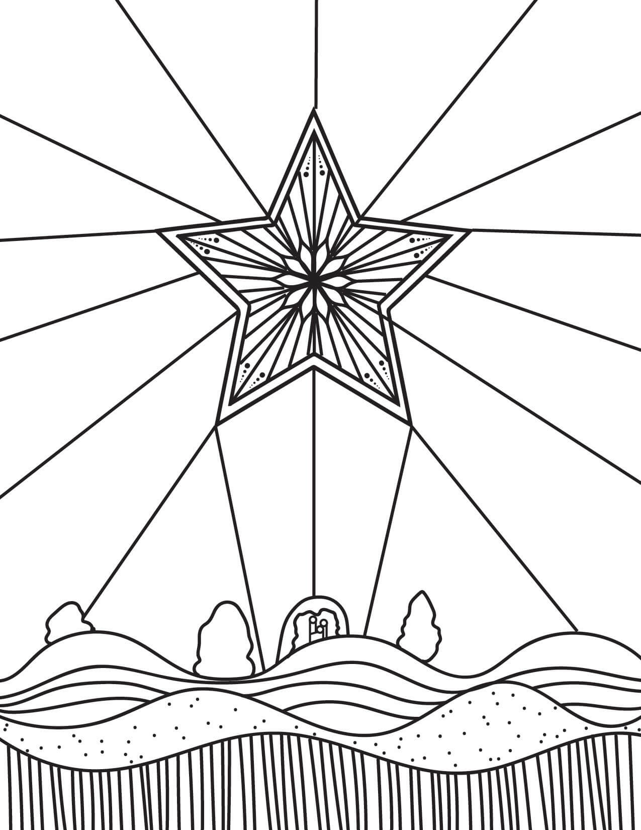 Dibujo de Estrella Del Solsticio de Invierno para Colorear y Imprimir