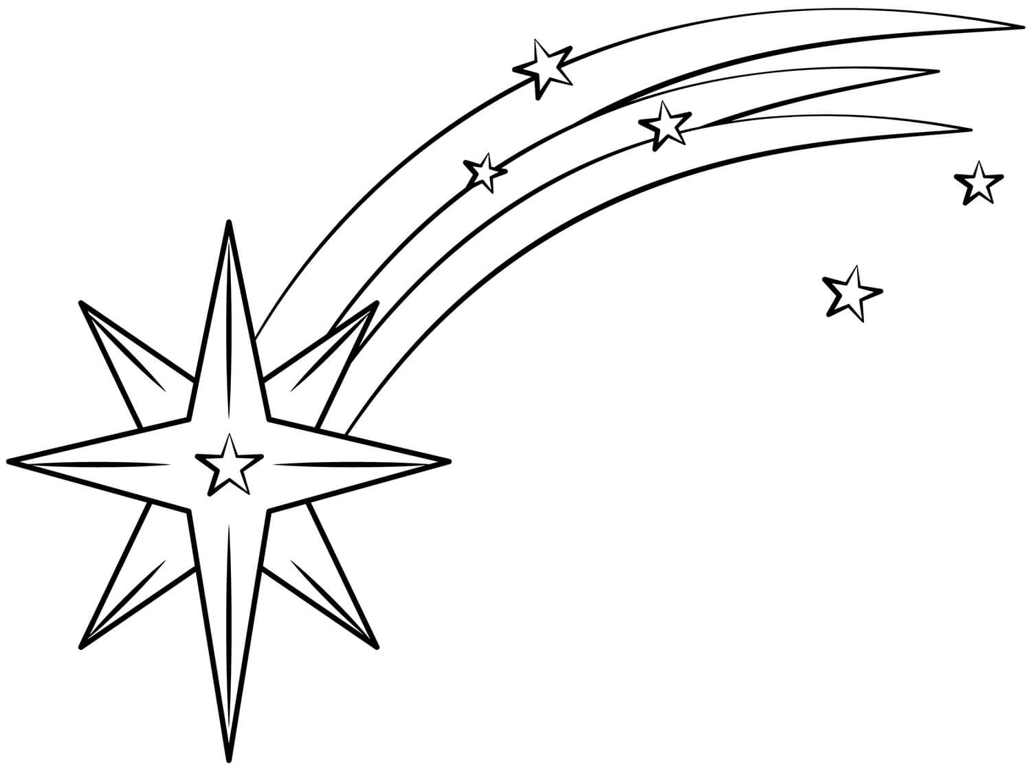 Dibujo de Estrella Fugaz Sencilla para Colorear y Imprimir