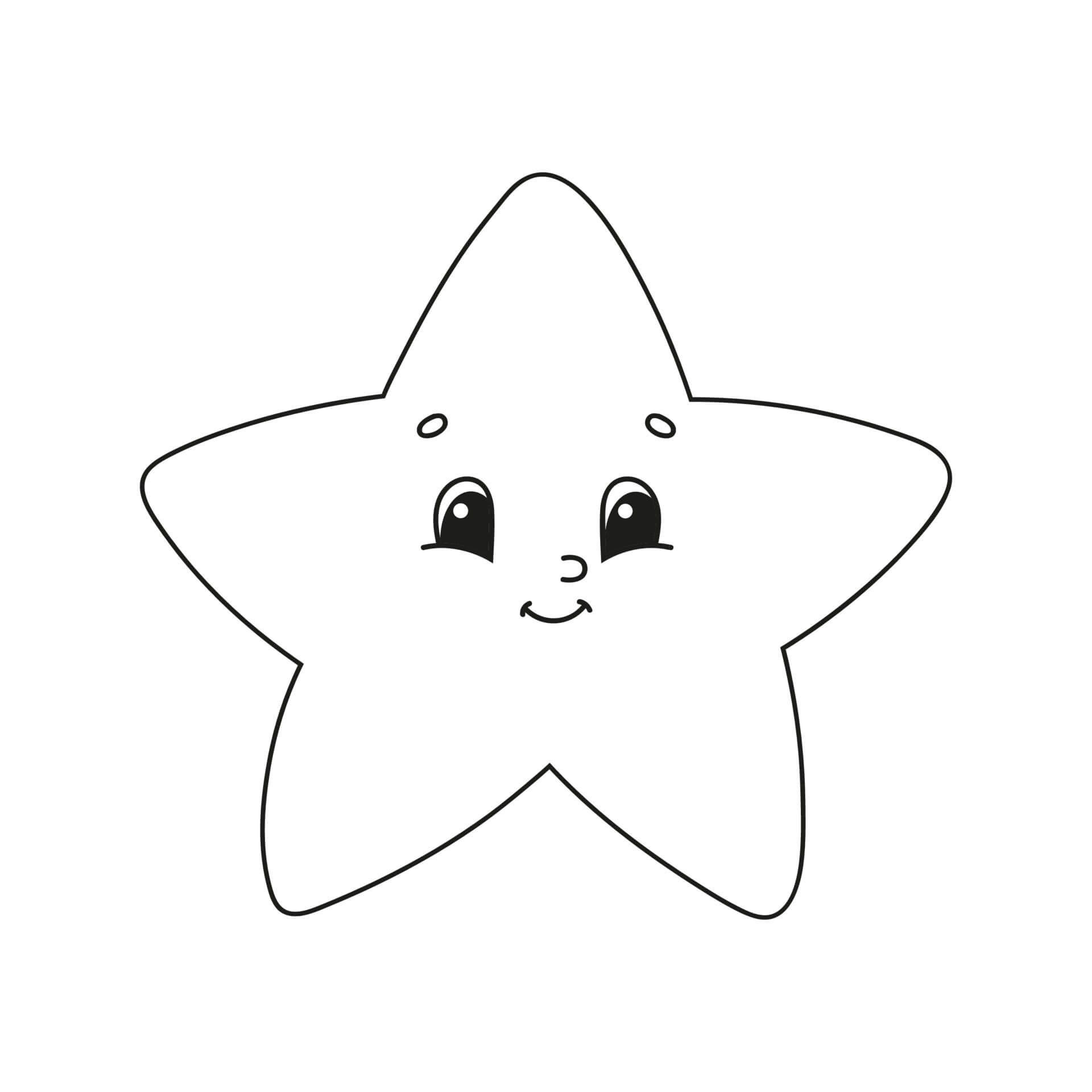 Dibujo de Estrella Sonriente Lindo para Colorear y Imprimir