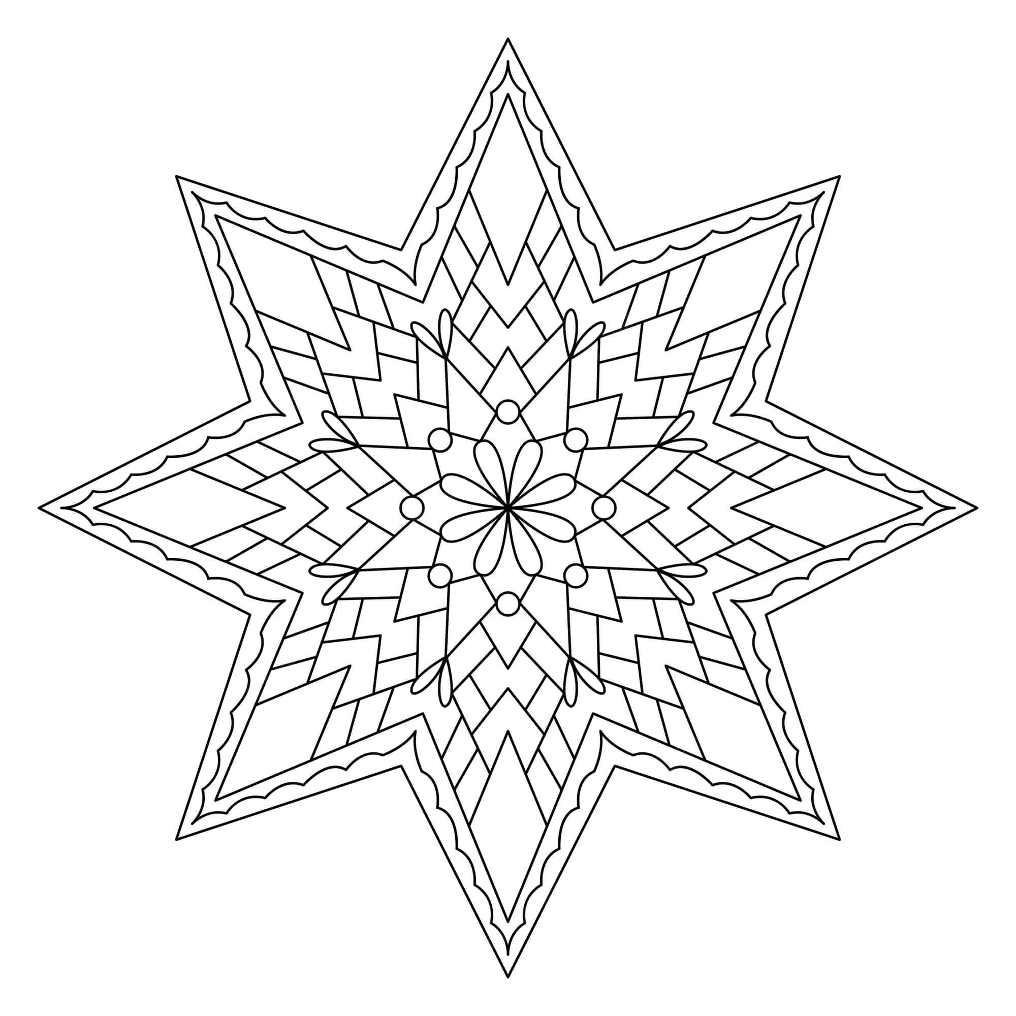 Dibujo de Estrella Zentangle para Colorear y Imprimir