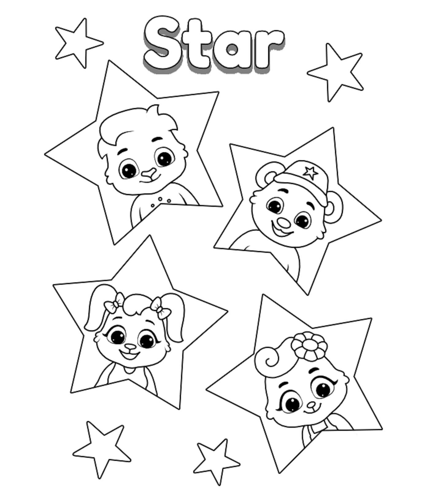 Dibujo de Estrellas de Dibujos Animados para Colorear y Imprimir