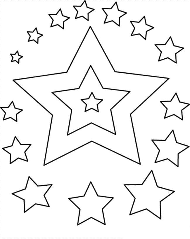 Dibujo de Estrellas Sencillas para Colorear y Imprimir