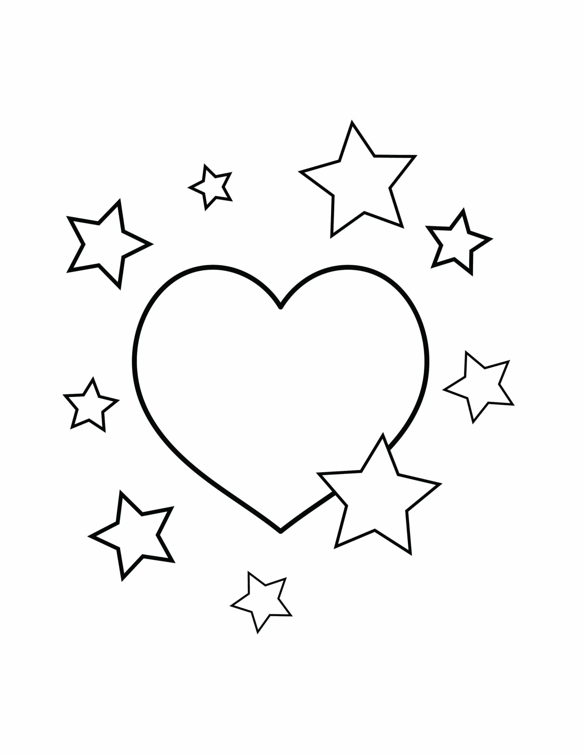 Dibujo de Estrellas y Corazón Scaled para Colorear y Imprimir