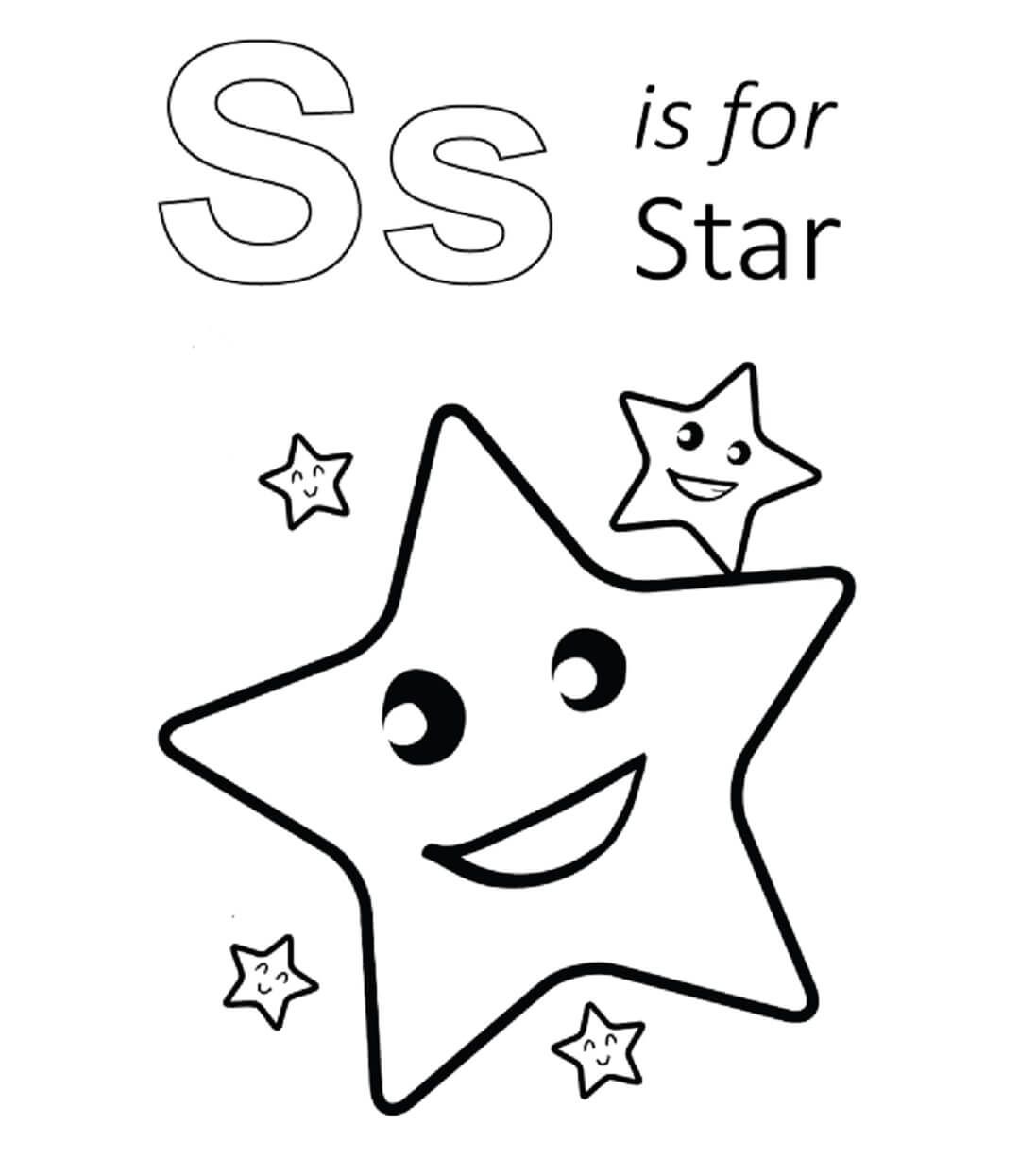 Dibujo de S Es para Estrella para Colorear y Imprimir