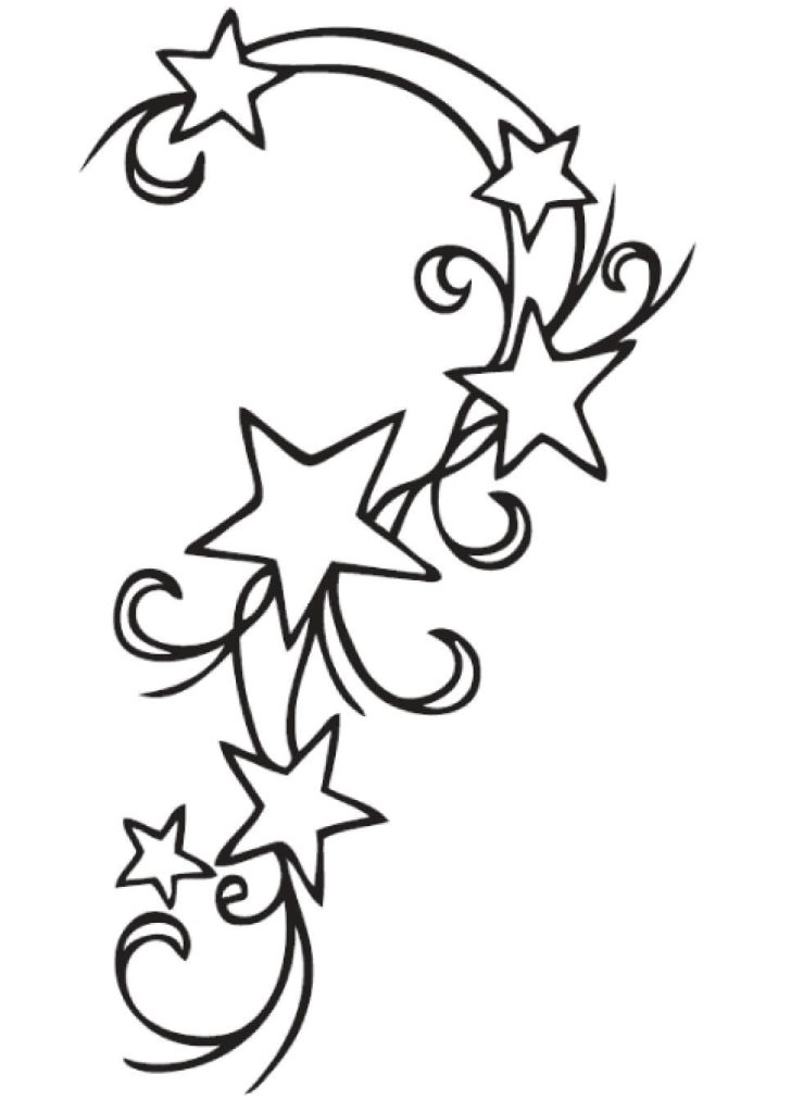 Dibujo de Seis Estrellas para Colorear y Imprimir
