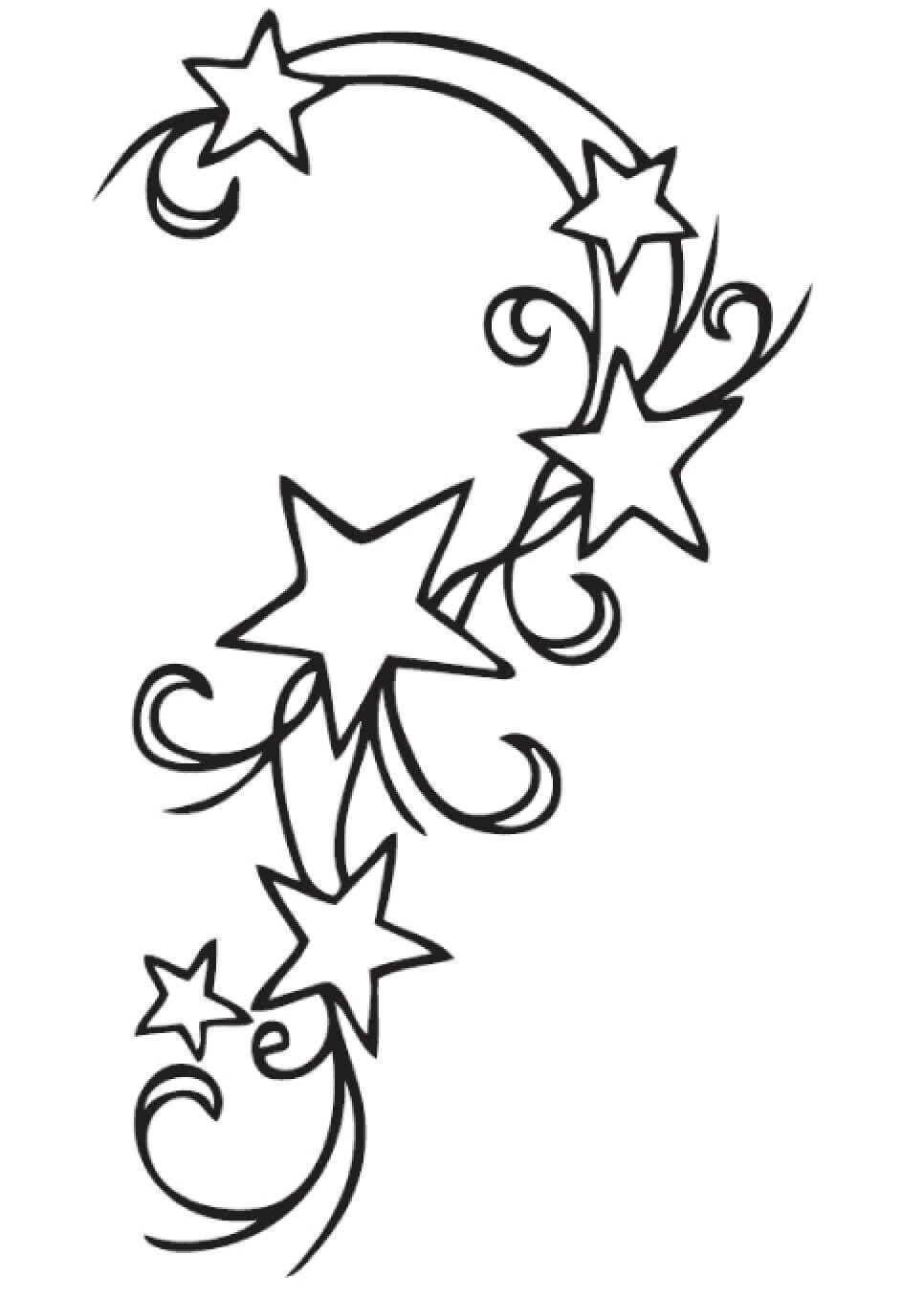 Dibujo de Seis Estrellas para Colorear y Imprimir