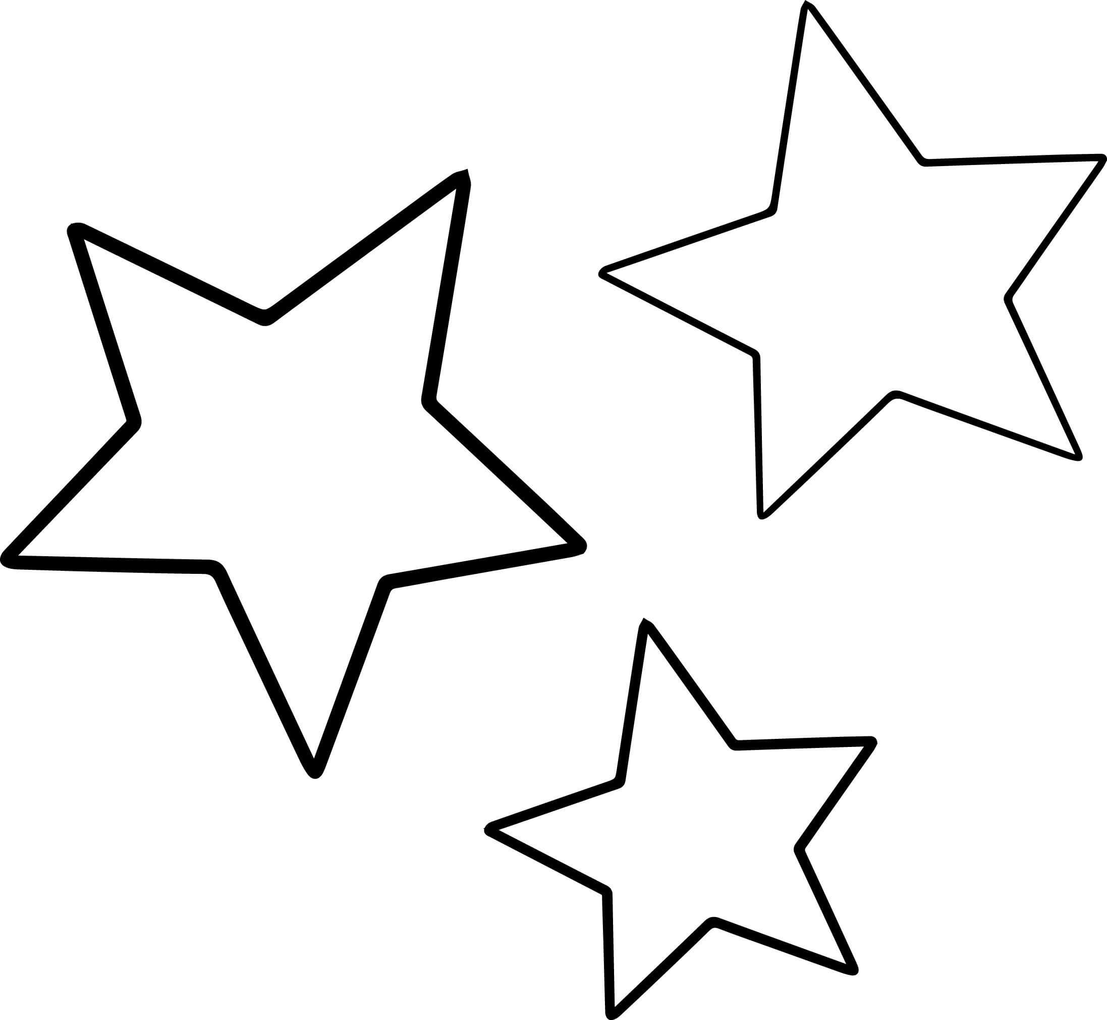 Dibujo de Tres Estrellas para Colorear y Imprimir