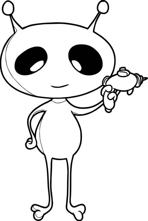 Dibujo de Aliens Fáciles para Colorear y Imprimir