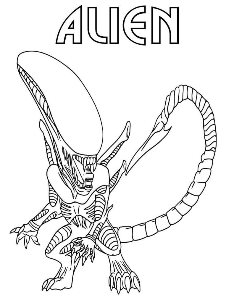 Dibujo de Extraterrestre Aterrador para Colorear y Imprimir