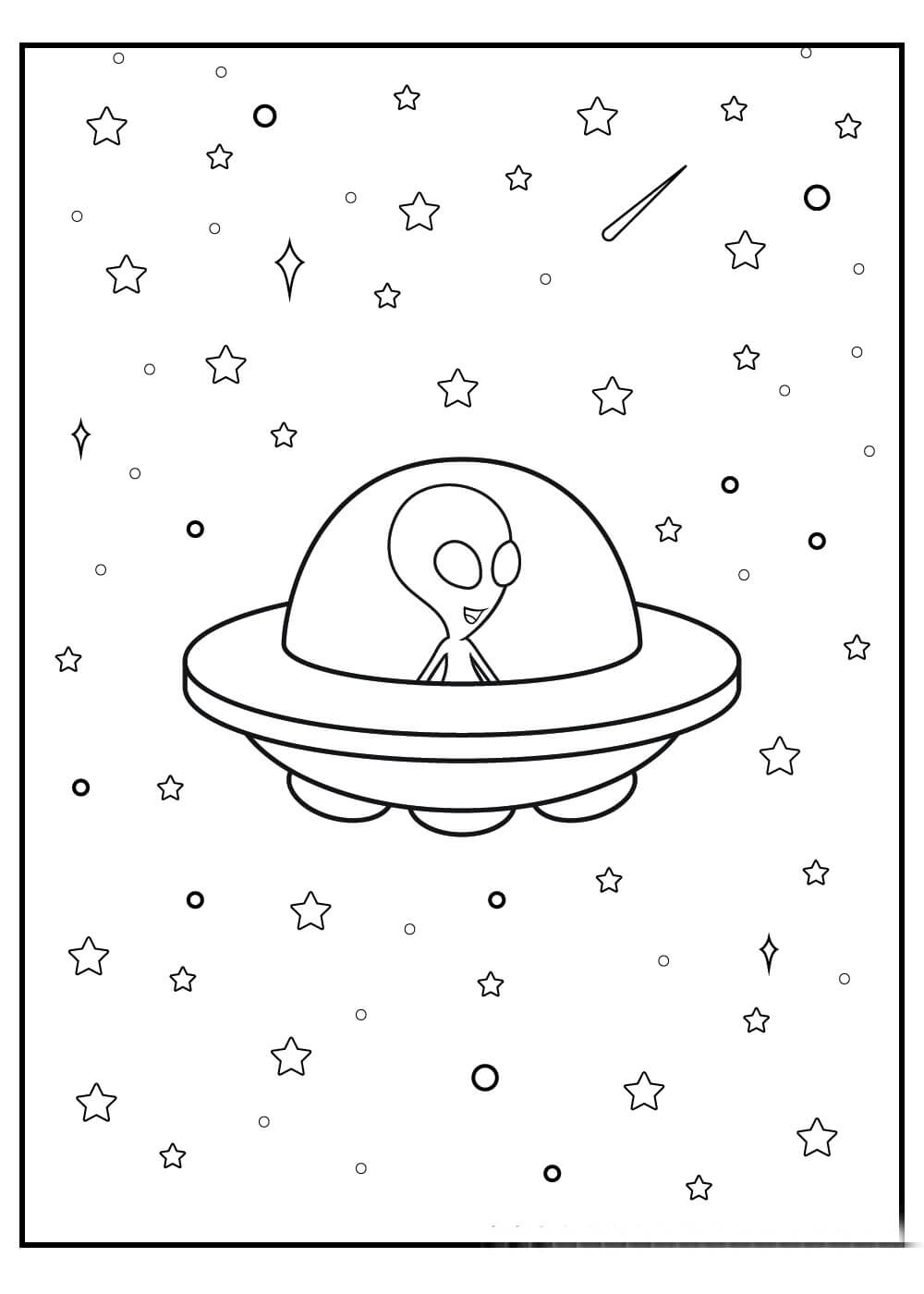 Dibujo de Extraterrestres En Ufo para Colorear y Imprimir