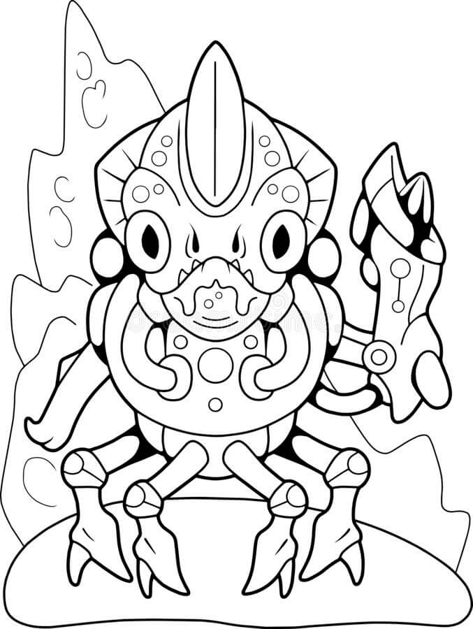Dibujo de Extraterrestres Espeluznantes para Colorear y Imprimir