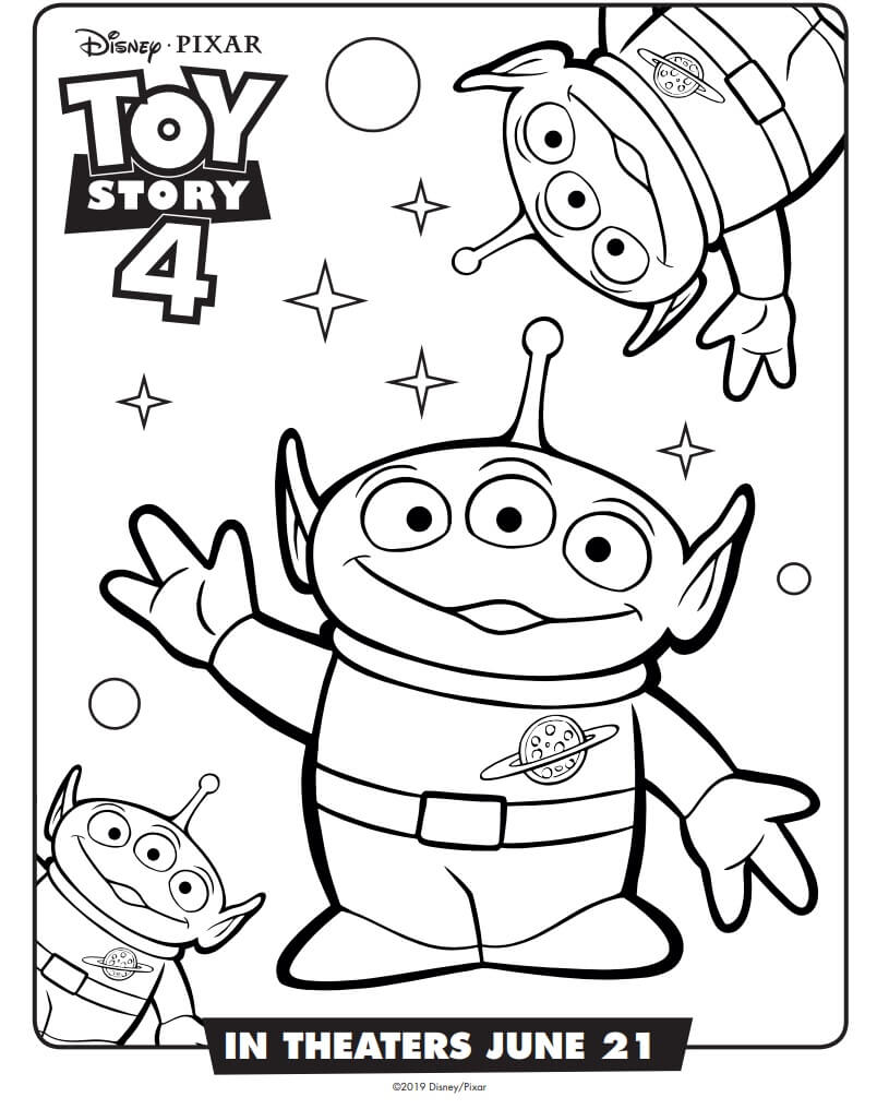 Dibujo de Extraterrestres Toy Story 4 para Colorear y Imprimir
