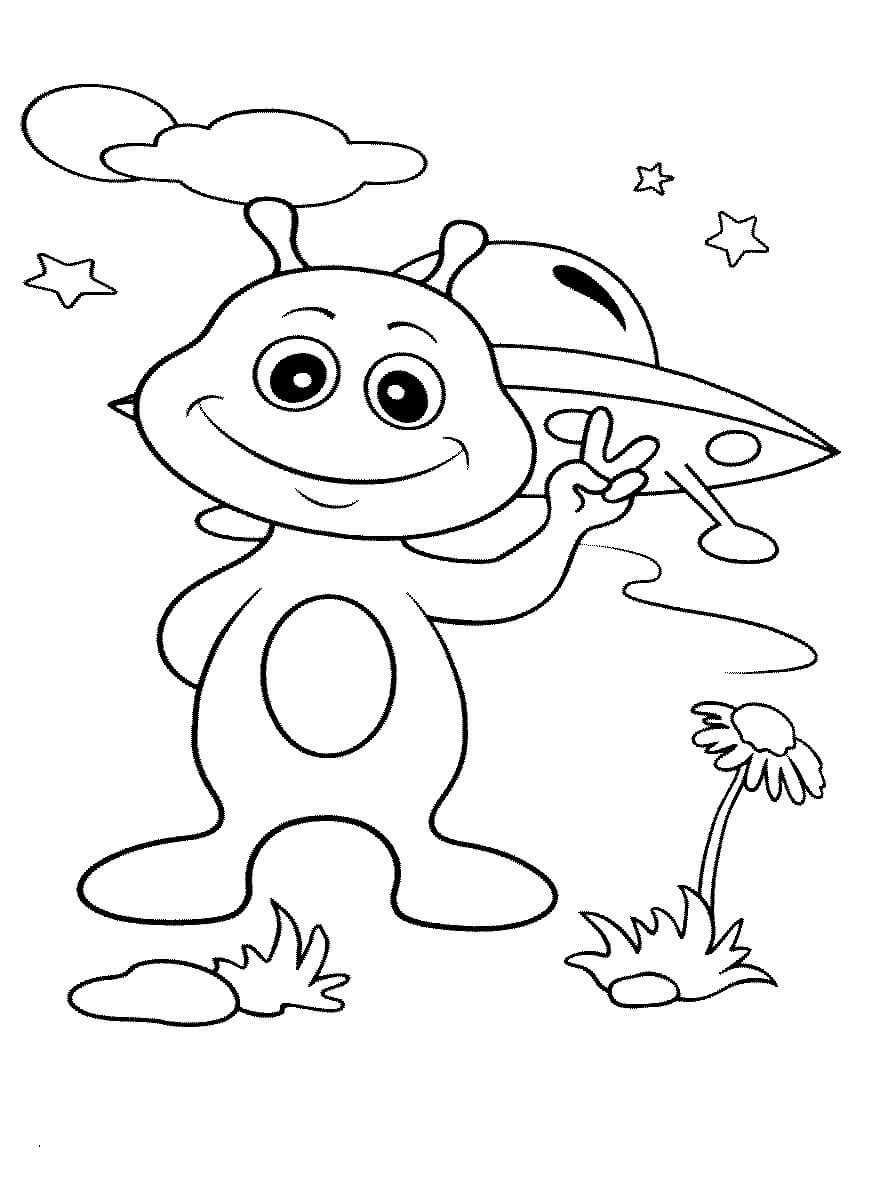 Dibujo de Extraterrestres y Ovnis para Colorear y Imprimir