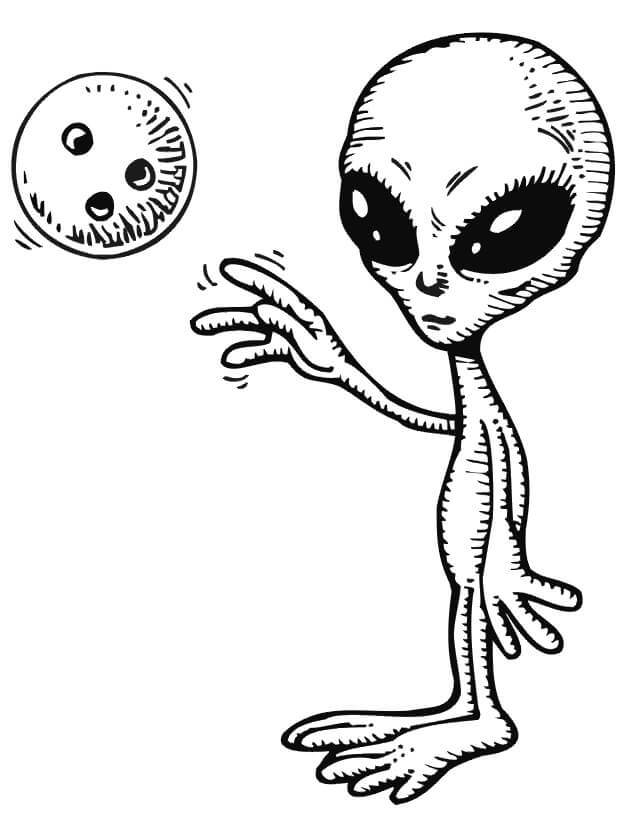 Dibujo de Extraterrestres y Planeta para Colorear y Imprimir