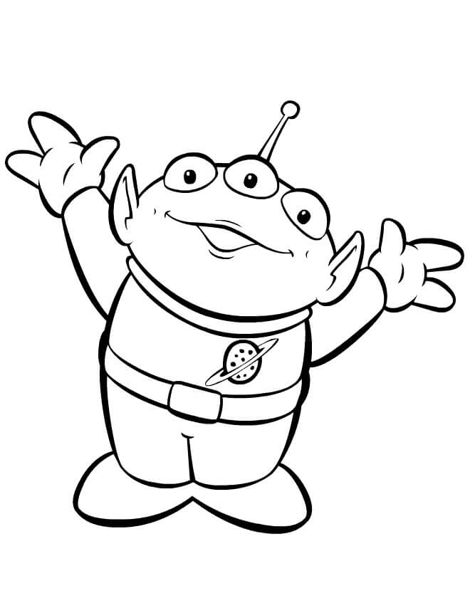 Dibujo de Pequeño Alienígena Verde para Colorear y Imprimir