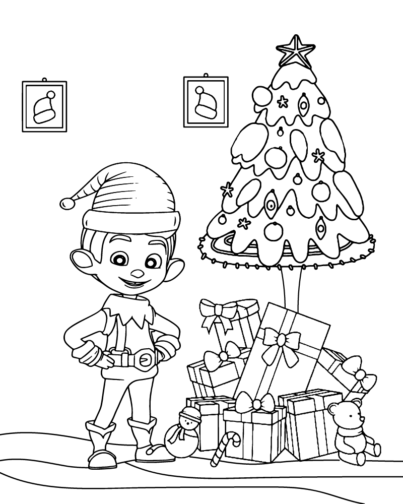 Dibujo de Easy Elf Coloring Page For Kids para Colorear y Imprimir