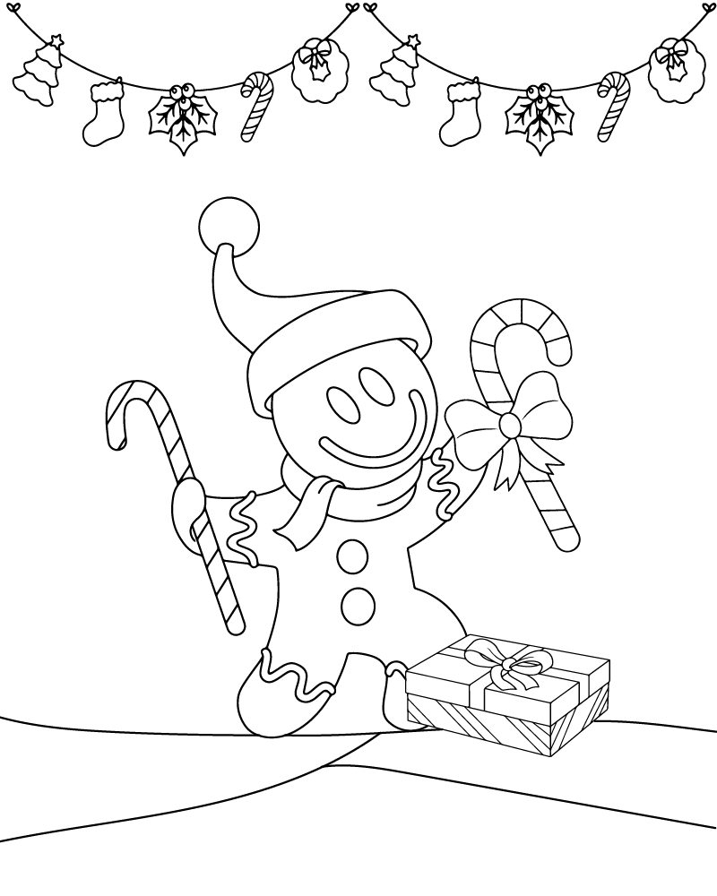 Dibujo de Easy Gingerbread Man Coloring Sheet For Kindergarten para Colorear y Imprimir