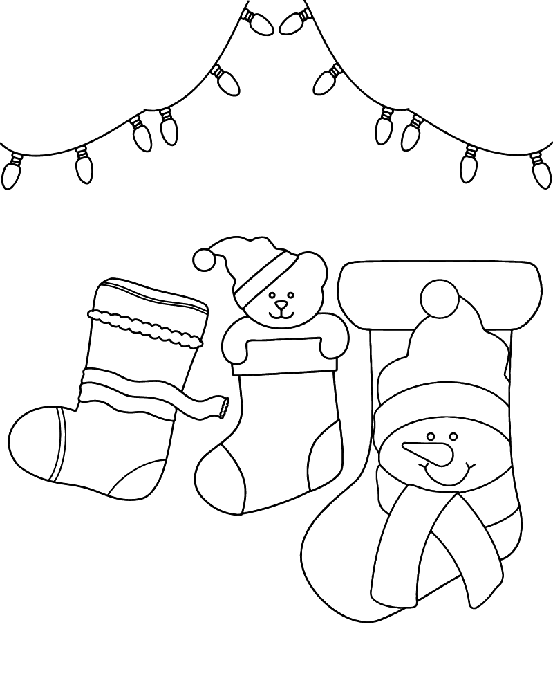 Dibujo de Easy Stocking For Kids Coloring Page para Colorear y Imprimir