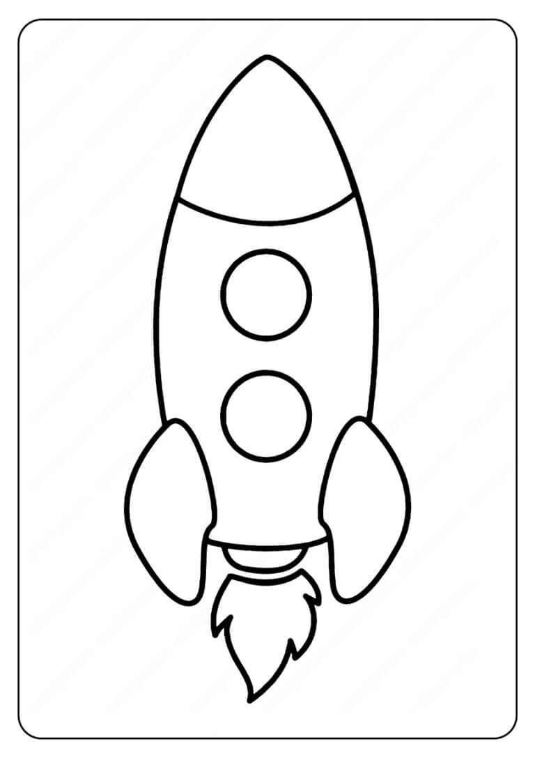 Dibujo de Cohete Fácil para Colorear y Imprimir