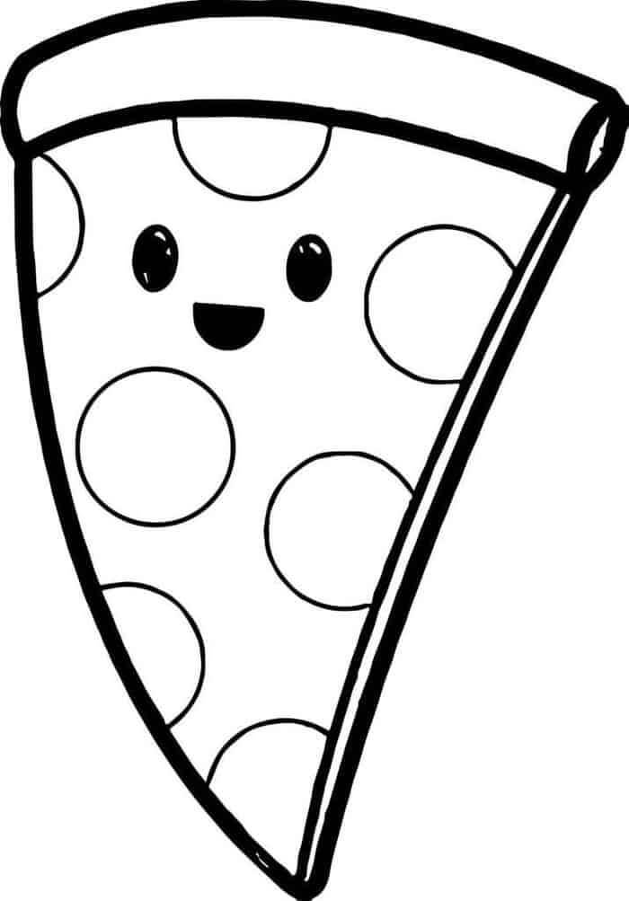 Dibujo de Diversión Fácil Con Pizza para Colorear y Imprimir