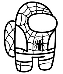 Dibujo de Fácil Among Us Piel de Hombre Araña para Colorear y Imprimir
