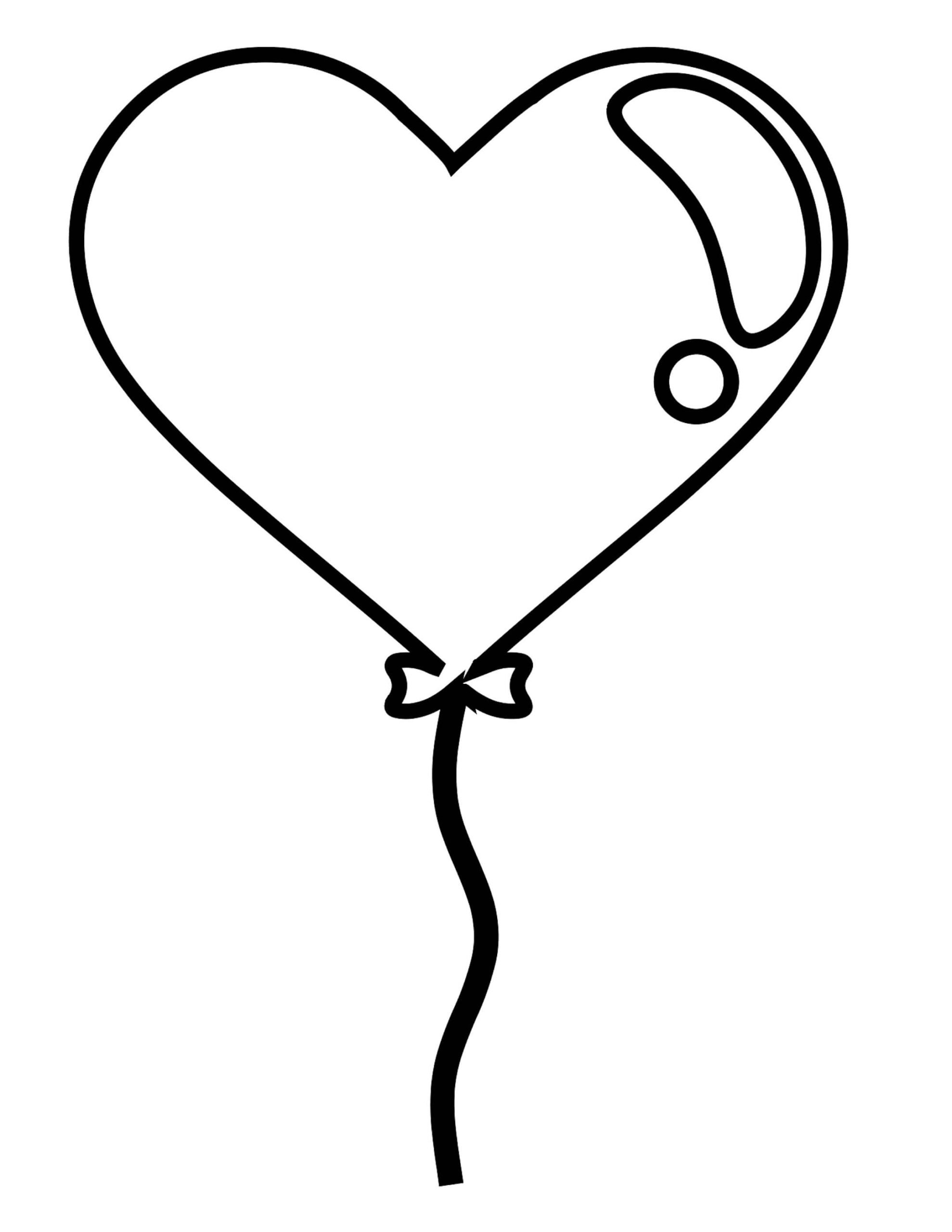 Dibujo de Globo Corazón Fácil Scaled para Colorear y Imprimir